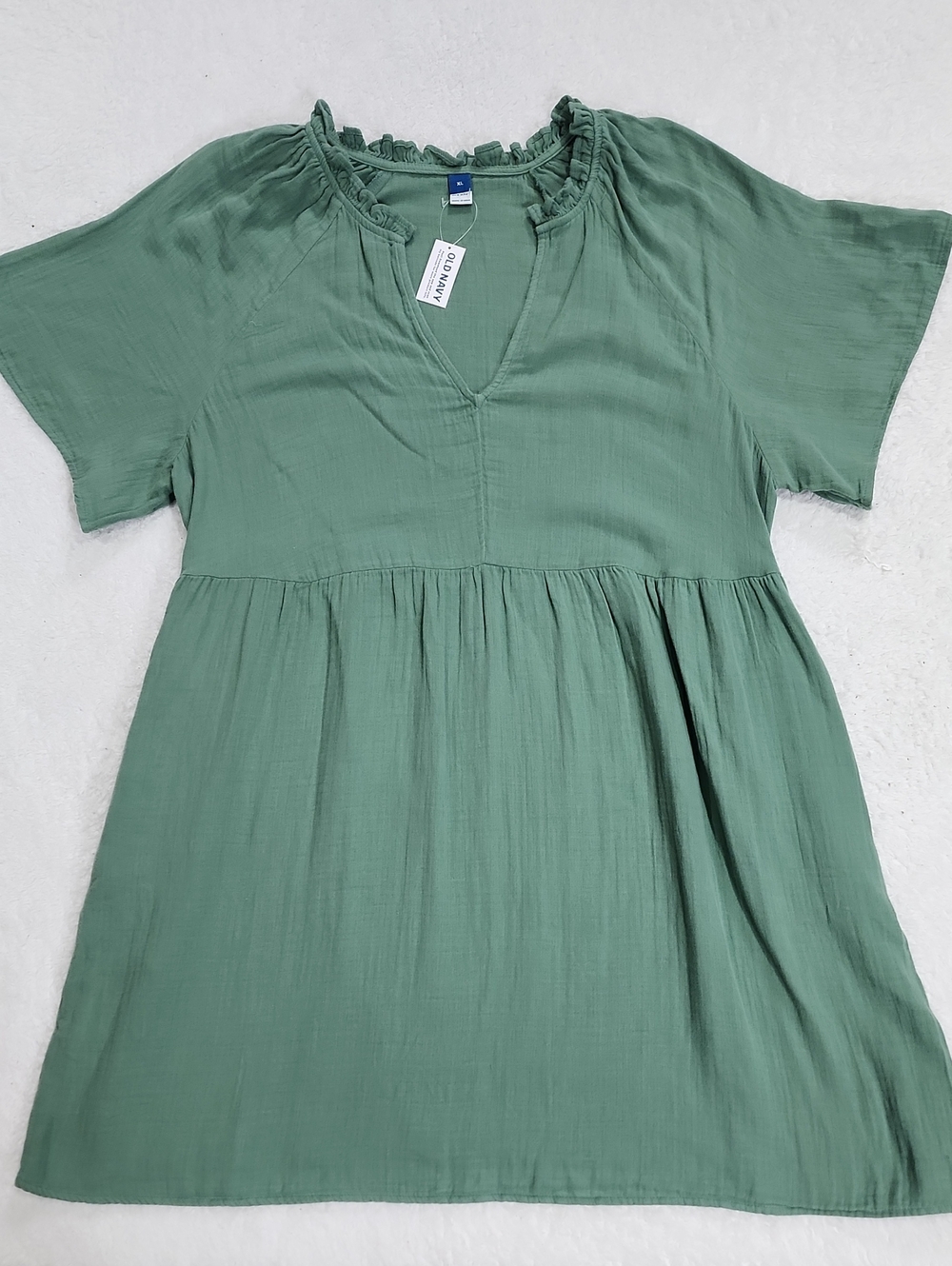 Old Navy Split Neck Crinkle Gauze Mini Swing Dress With Pockets New With Tags - Picture 3 of 7